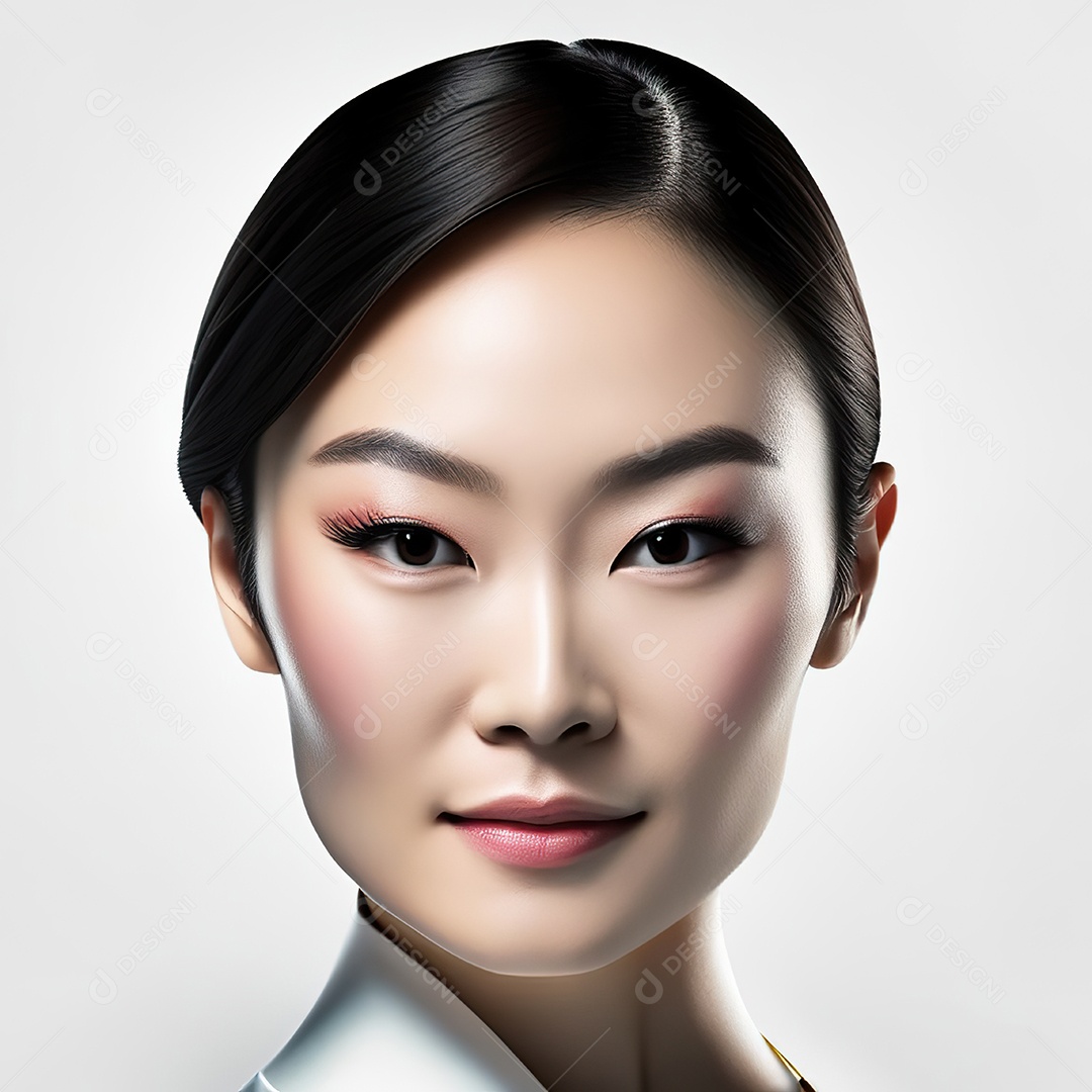 Retrato de uma mulher asiática em uma malha detalhada