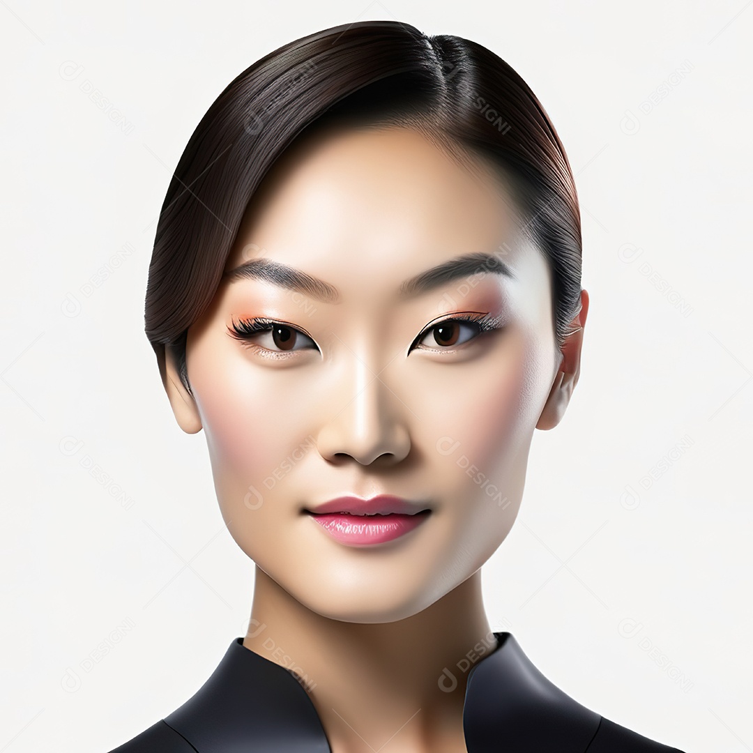 Retrato de uma mulher asiática em uma malha detalhada