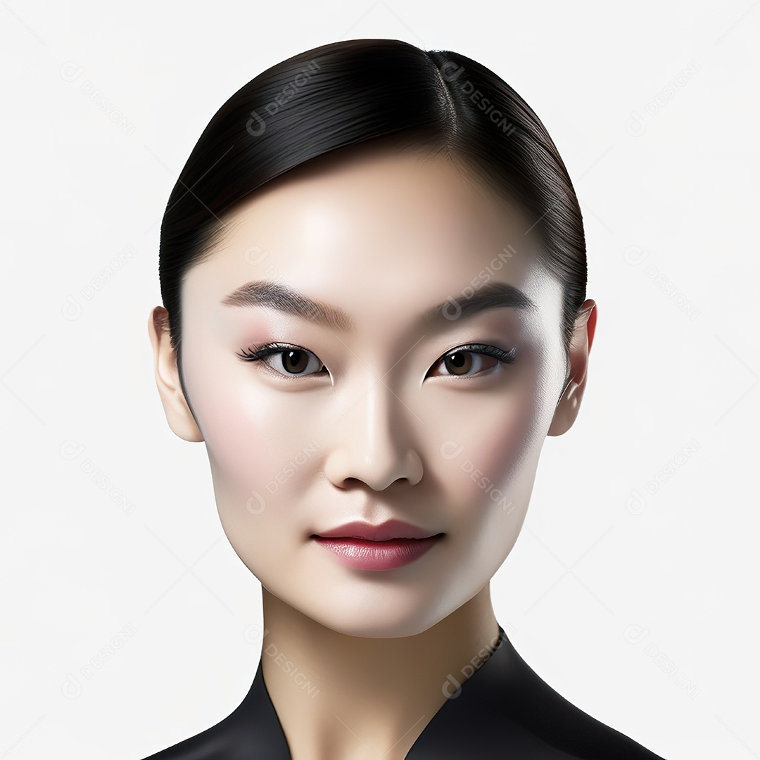 Retrato de uma mulher asiática em uma malha detalhada