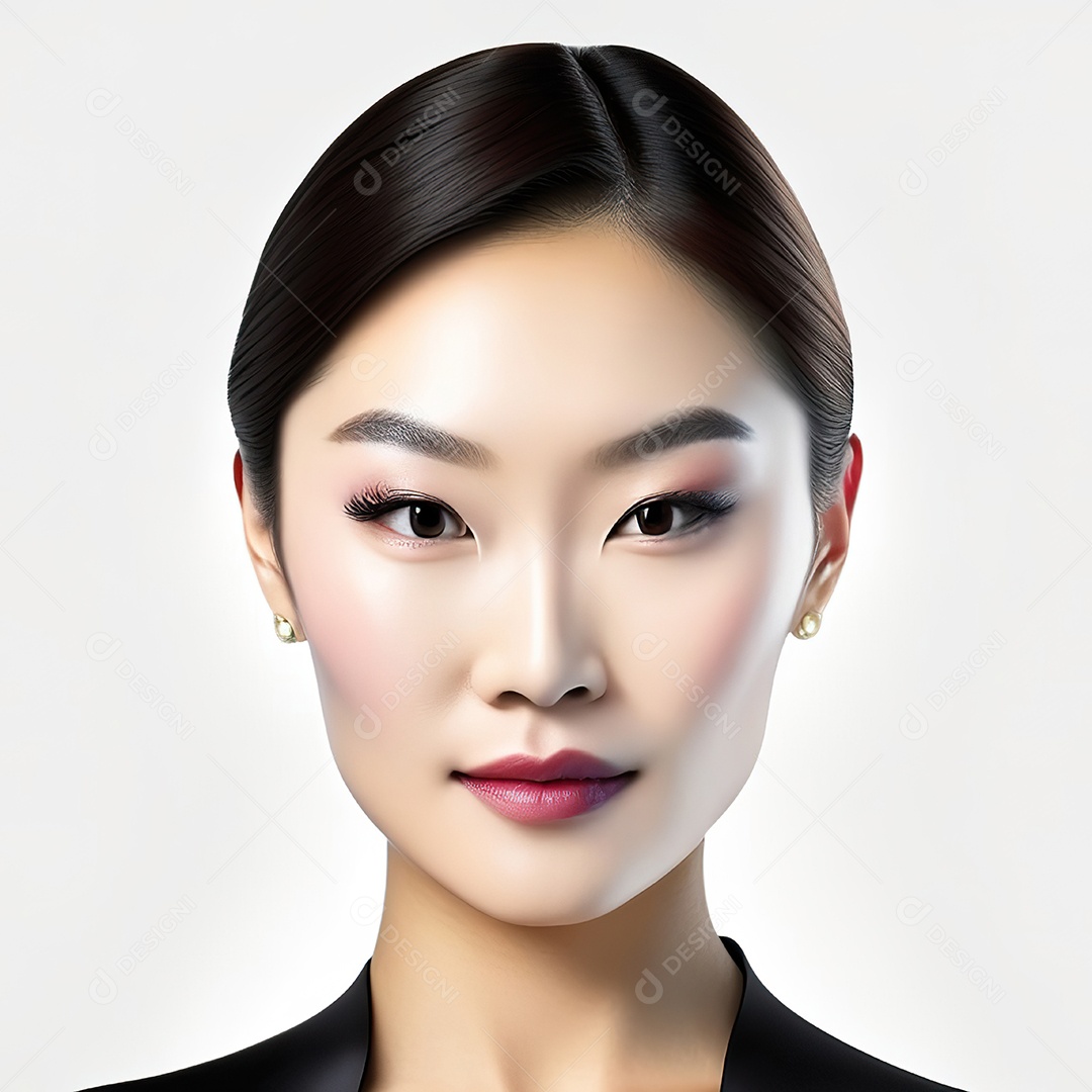 Retrato de uma mulher asiática em uma malha detalhada