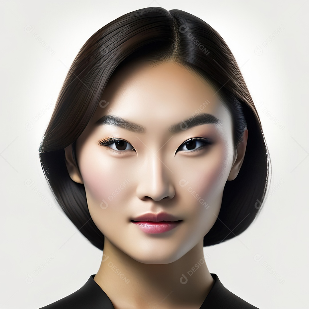 Retrato  de uma mulher asiática em uma malha detalhada