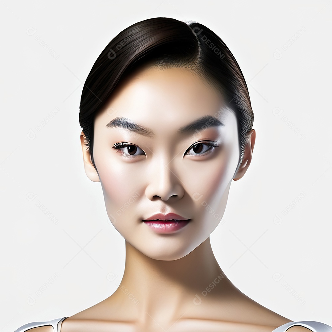 Retrato de uma mulher asiática em uma malha detalhada