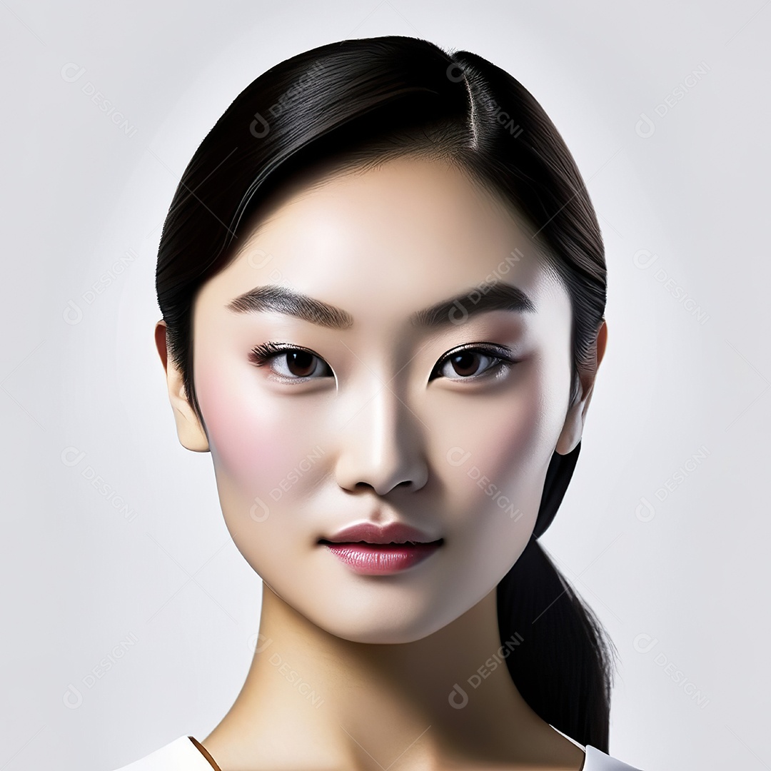 Retrato de uma mulher asiática em uma malha detalhad