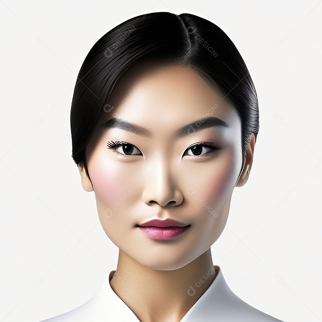 Retrato de uma mulher asiática em uma malha detalhada