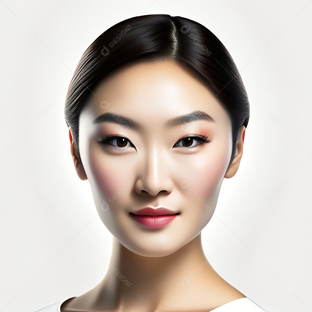 Retrato de uma mulher asiática em uma malha detalhada