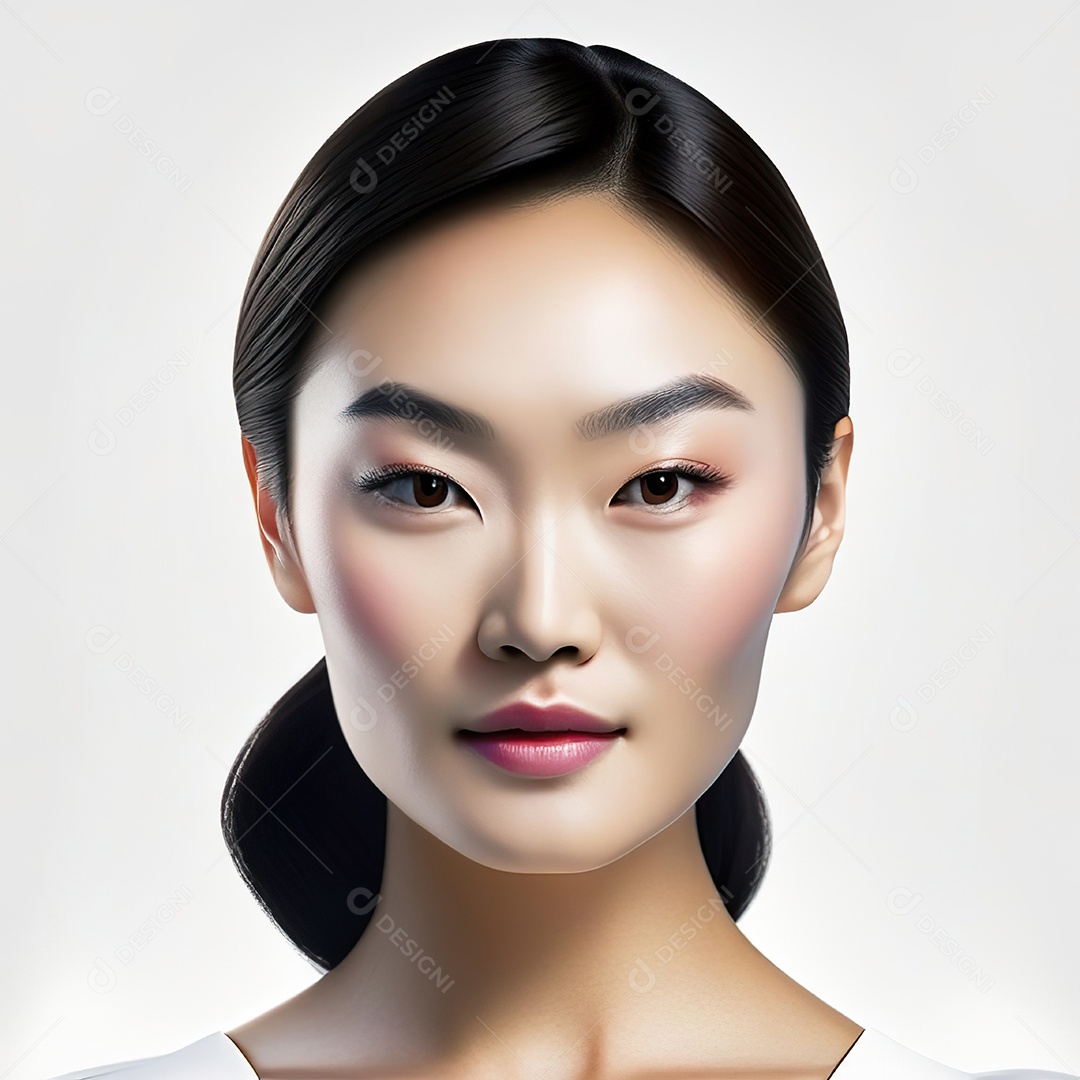 Retrato de uma mulher asiática em uma malha detalhada