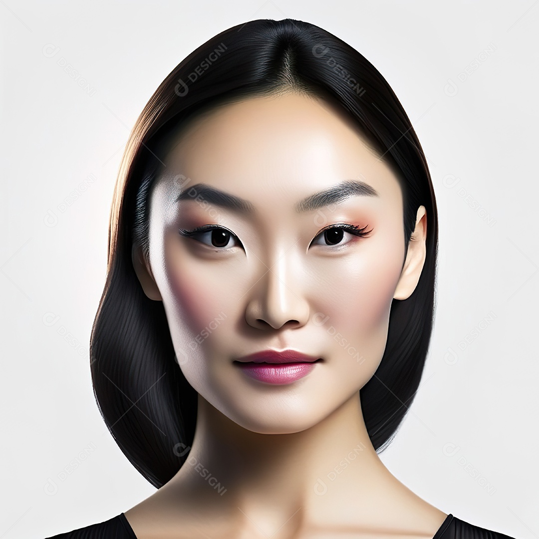 Retrato de uma mulher asiática em uma malha detalhada