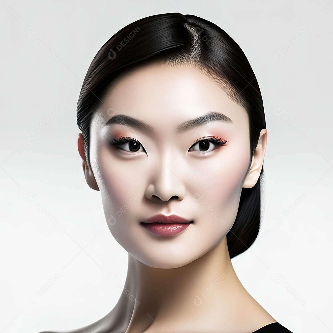 Retrato de uma mulher asiática em uma malha detalhad