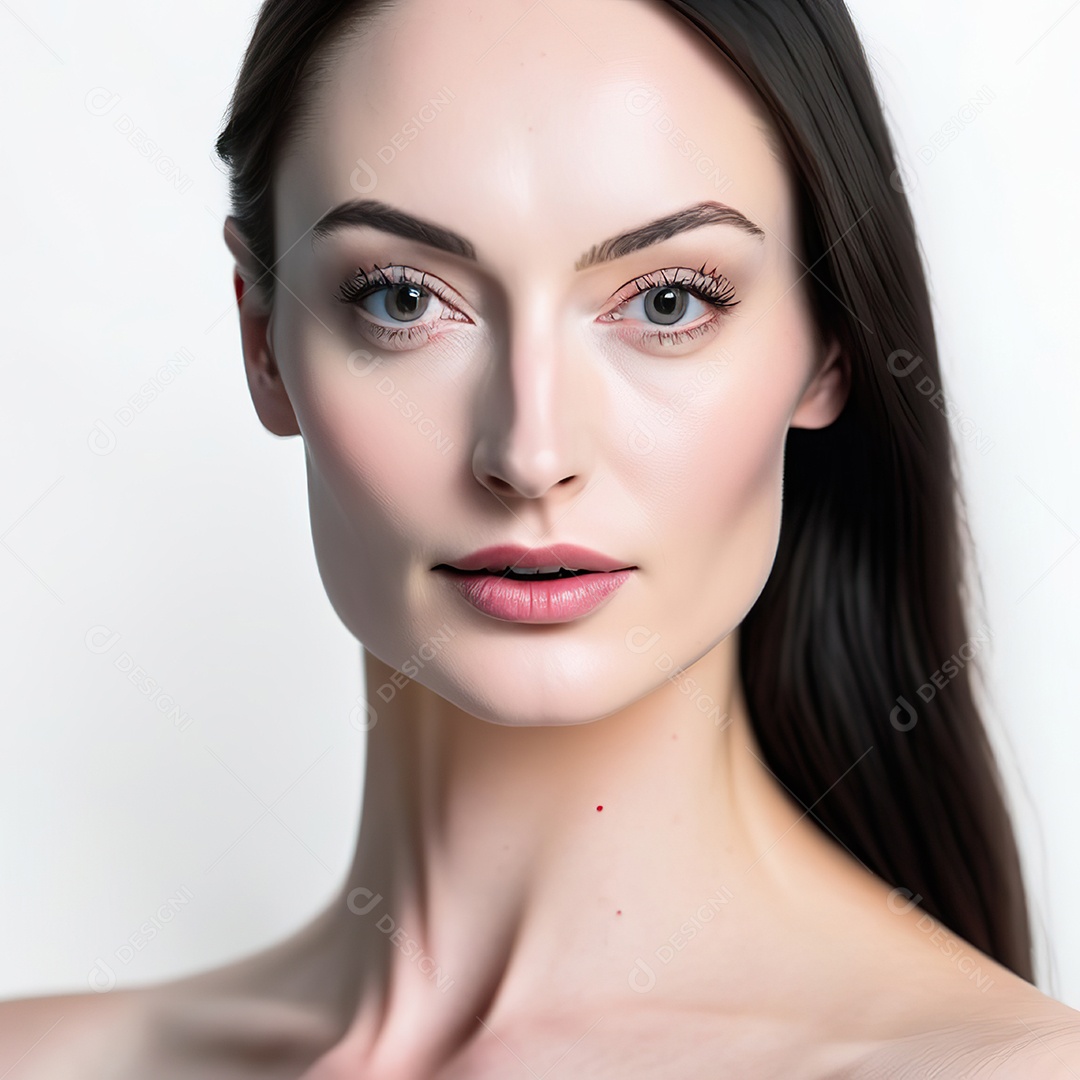 Retrato realista de uma linda mulher jovem