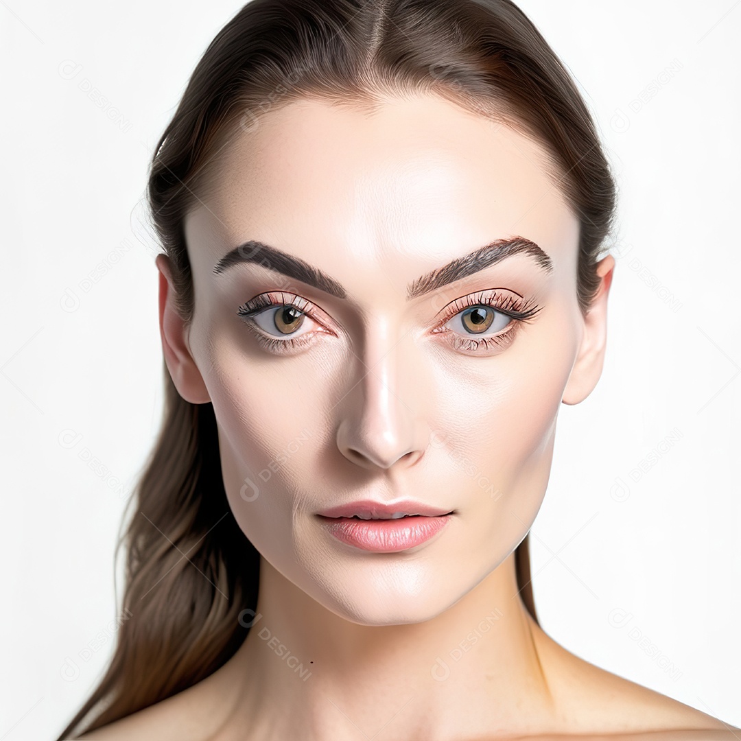 Retrato realista de uma linda mulher jovem