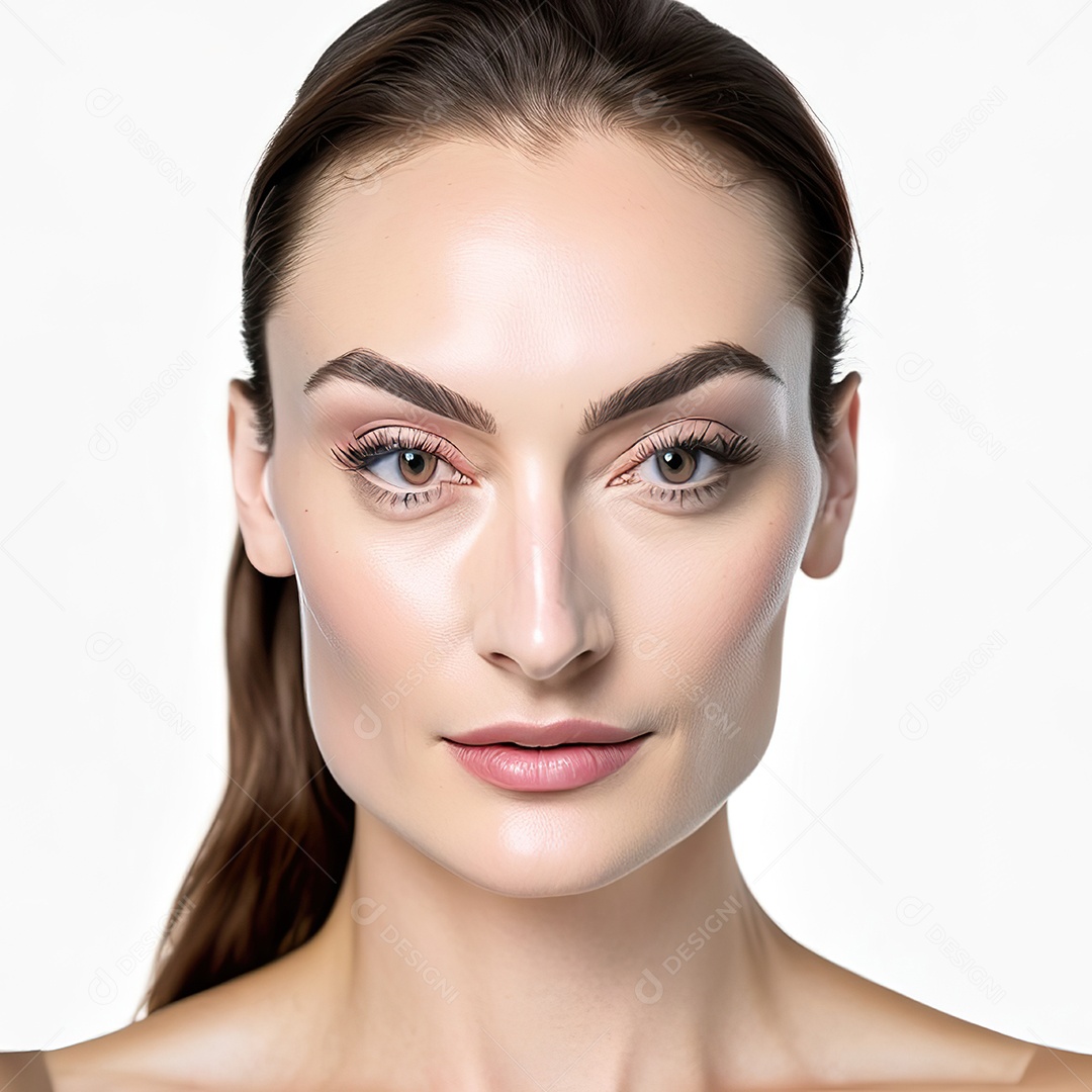 Retrato realista de uma linda mulher jovem olhos claros