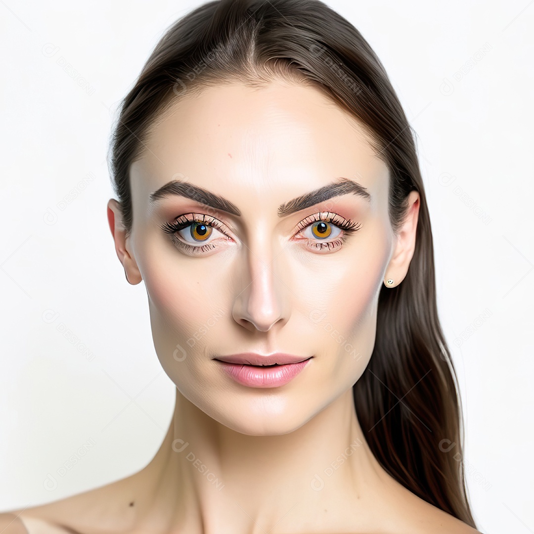 Retrato realista de uma linda mulher jovem