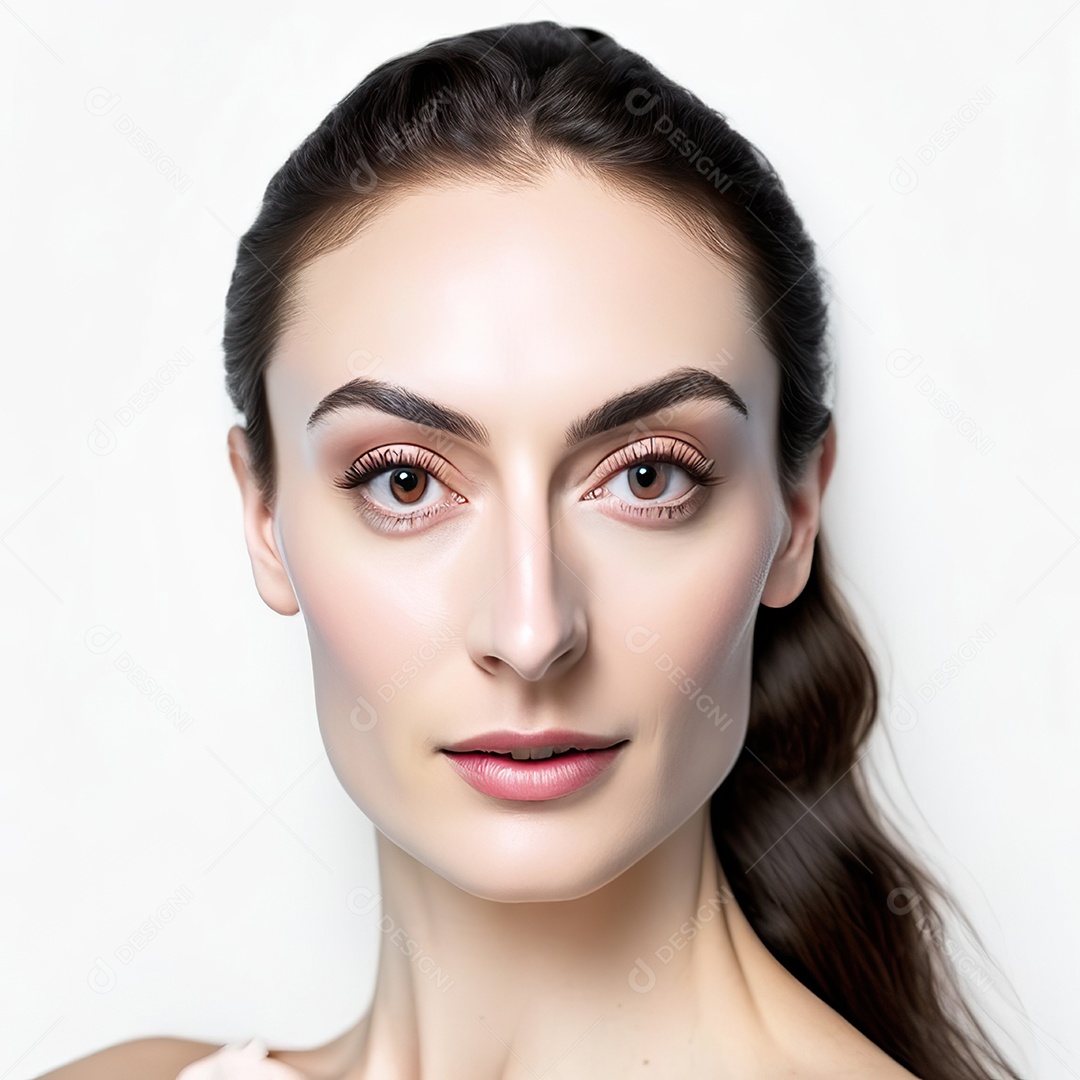 Retrato realista de uma linda mulher jovem