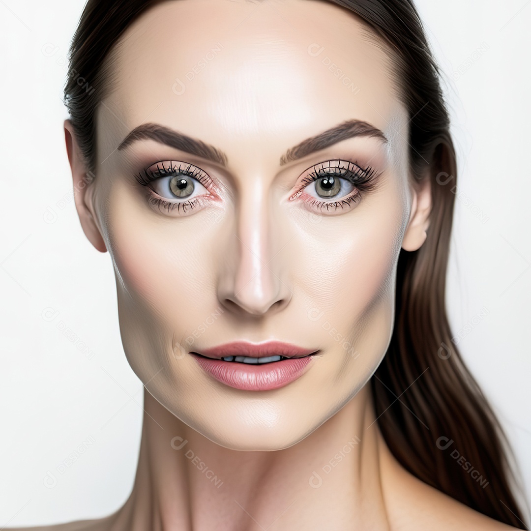 Retrato realista de uma linda mulher jovem