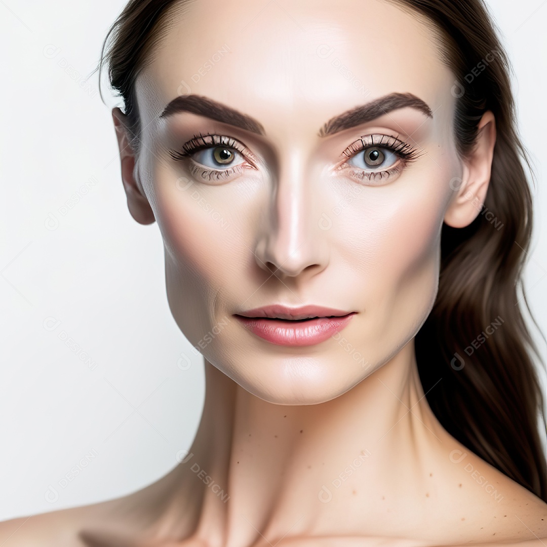 Retrato realista de uma linda mulher jovem