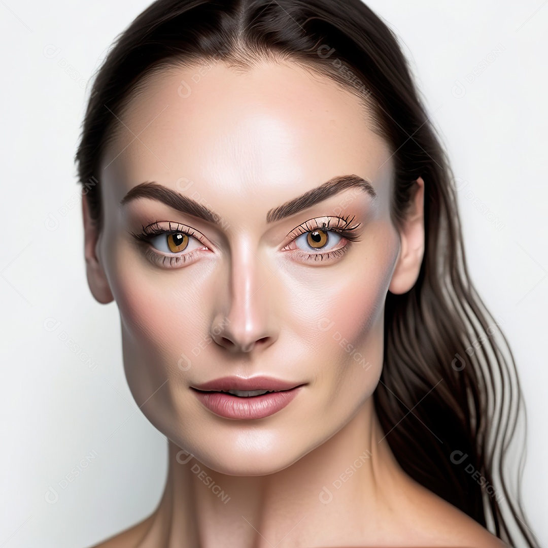 Retrato realista de uma linda mulher jovem