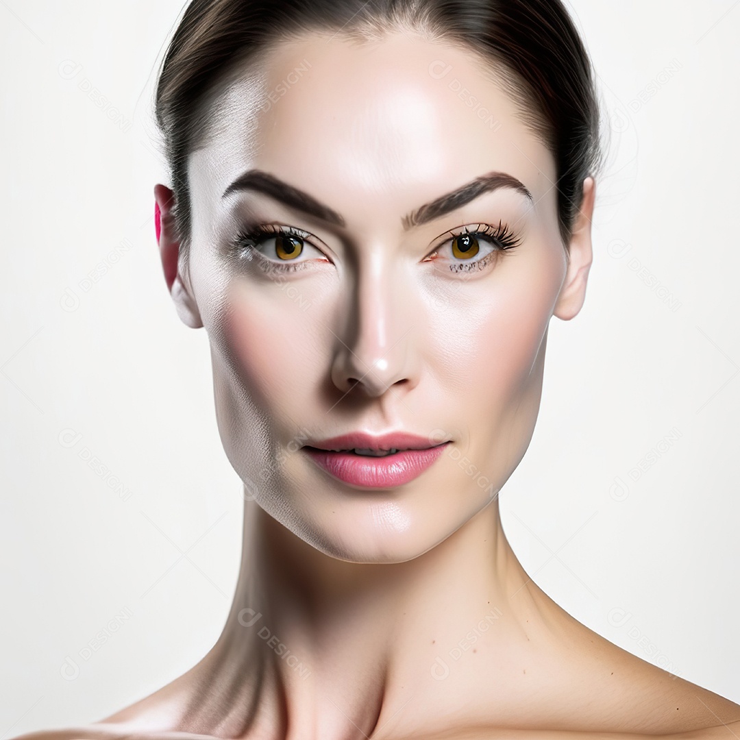 Retrato realista de uma linda mulher jovem