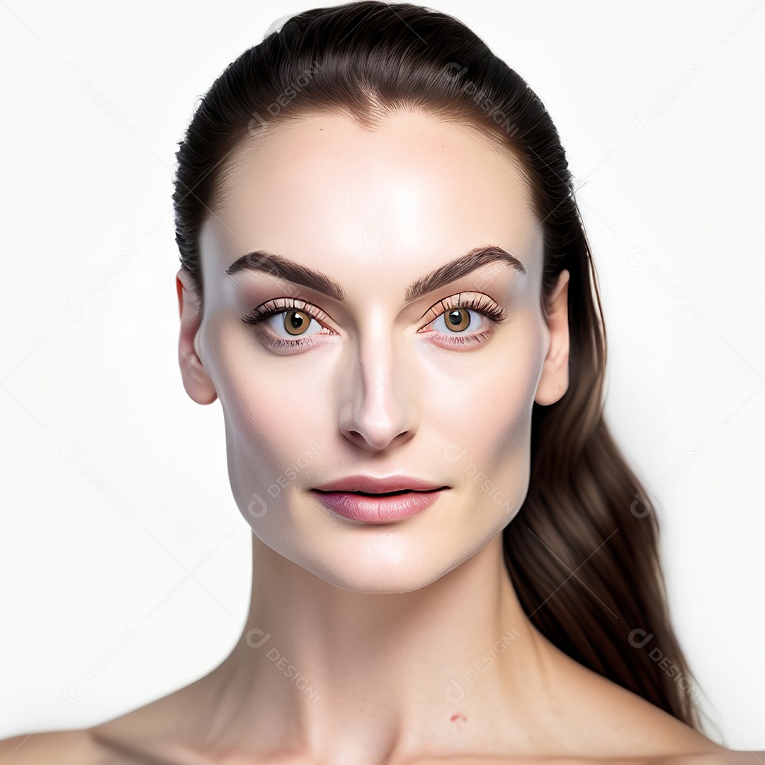 Retrato realista de uma linda mulher jovem