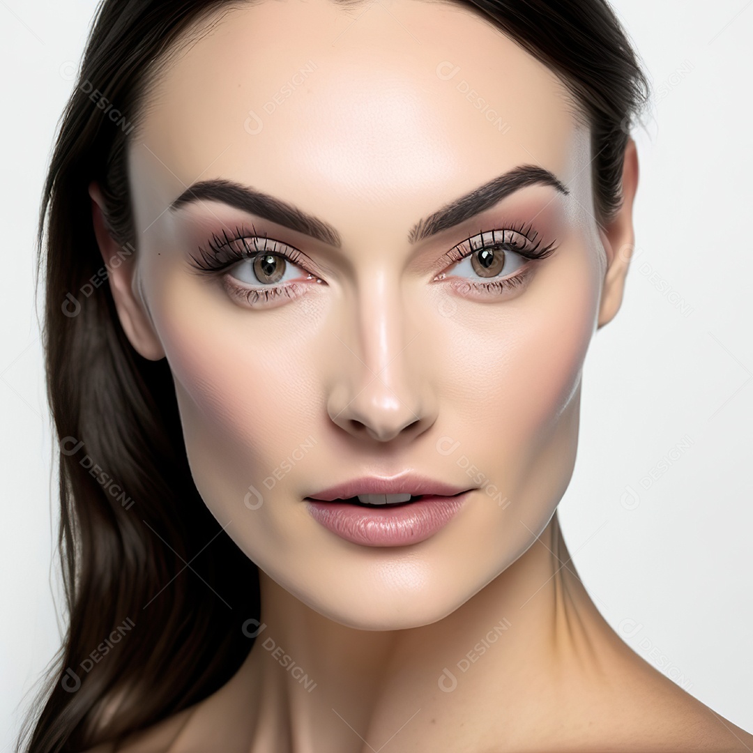 Retrato realista de uma linda mulher jovem