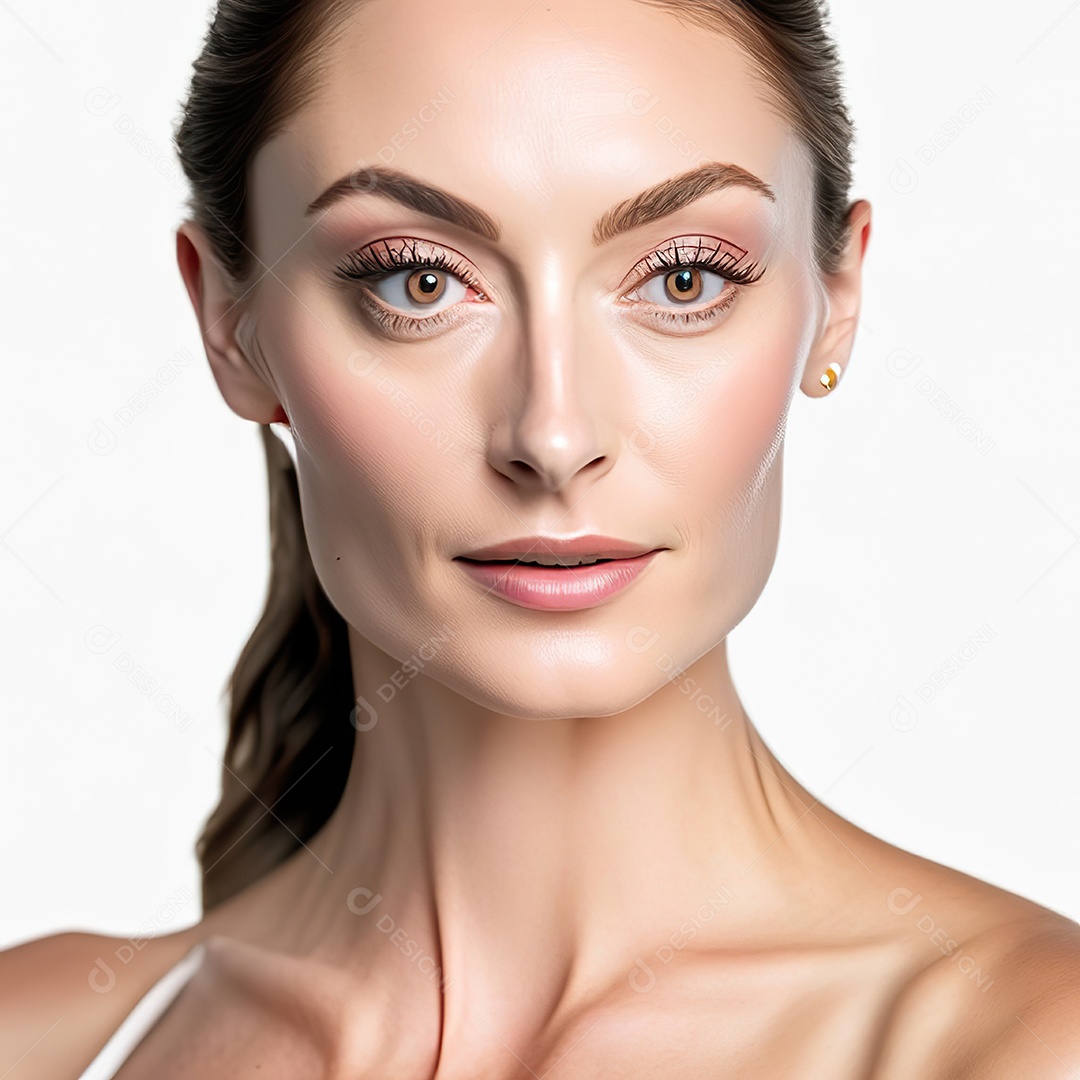 Retrato realista de uma linda mulher jovem