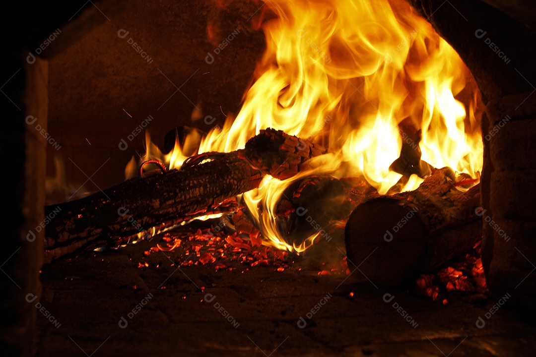 Detalhes de um forno a lenha