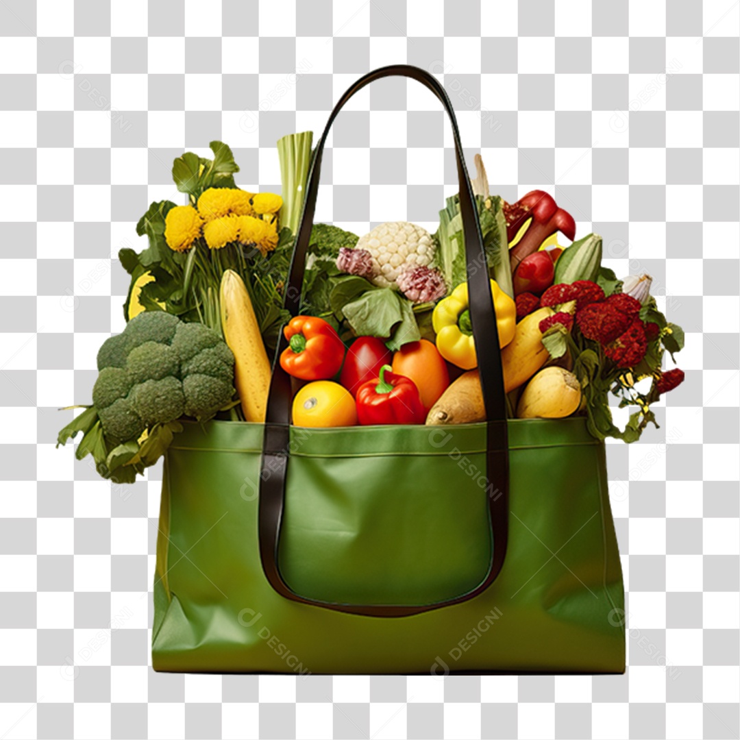 Caixa de Madeira com Verduras Frutas e Legumes PNG Transparente