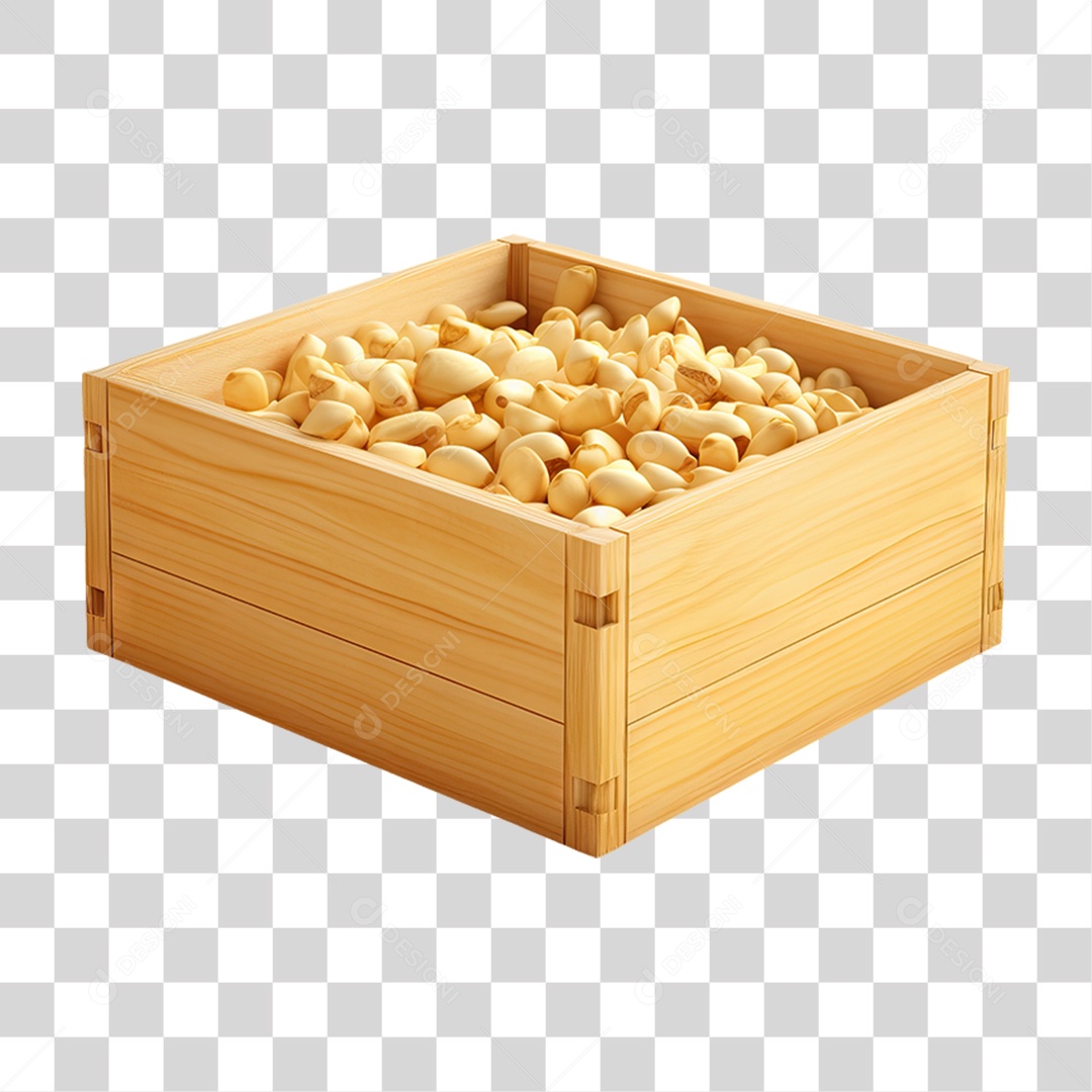 Caixa de Madeira com Verduras Frutas e Legumes PNG Transparente