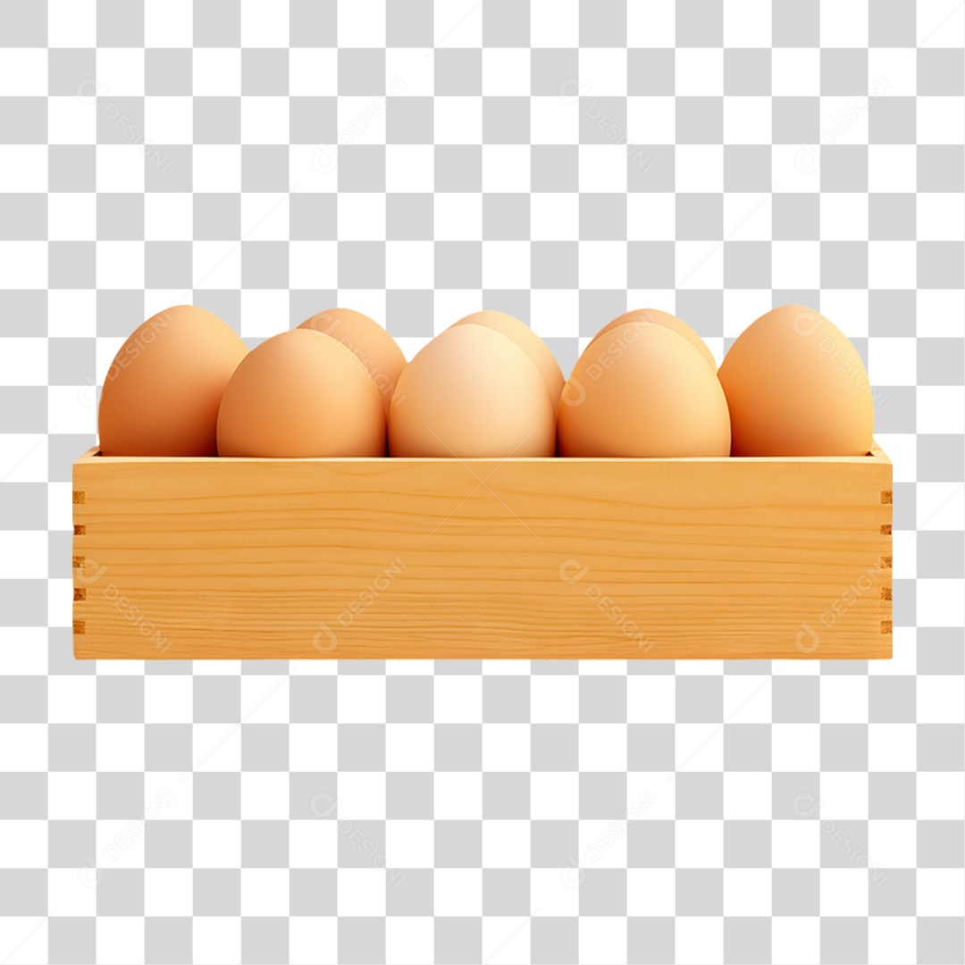 Caixa de Madeira com Ovos  PNG Transparente