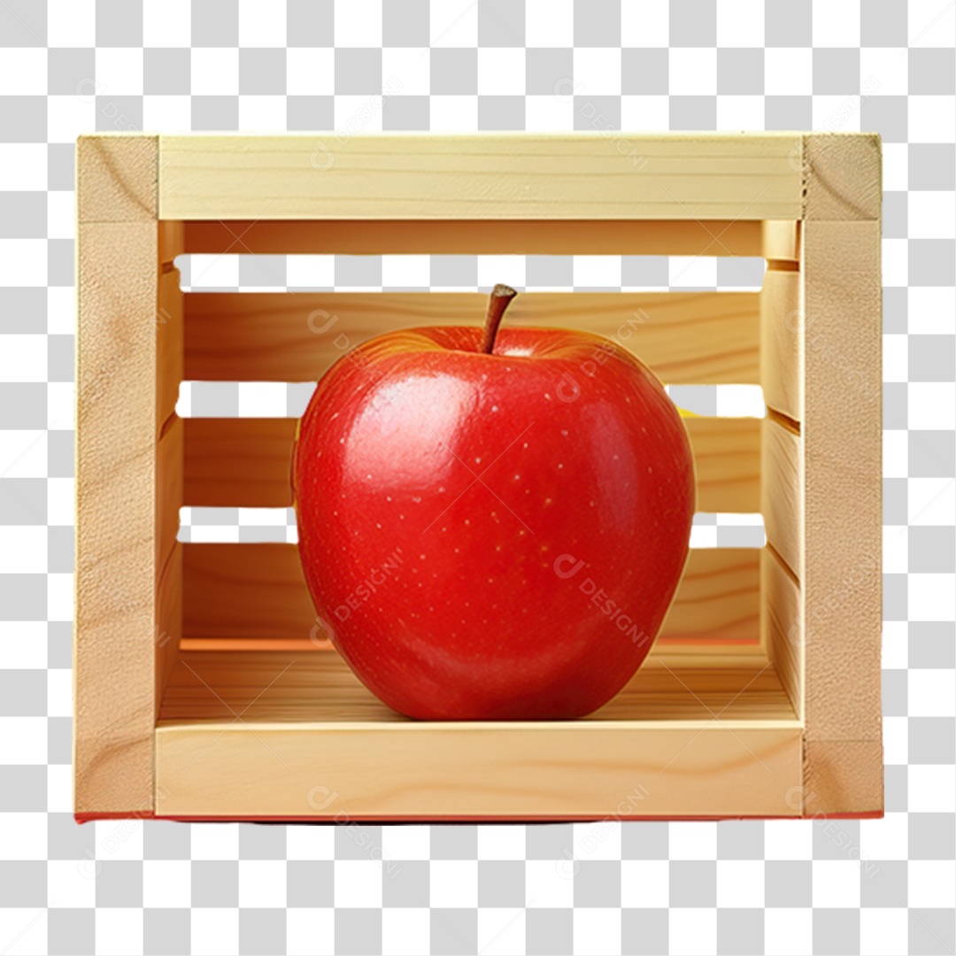 Caixa de Madeira com Verduras Frutas e Legumes PNG Transparente