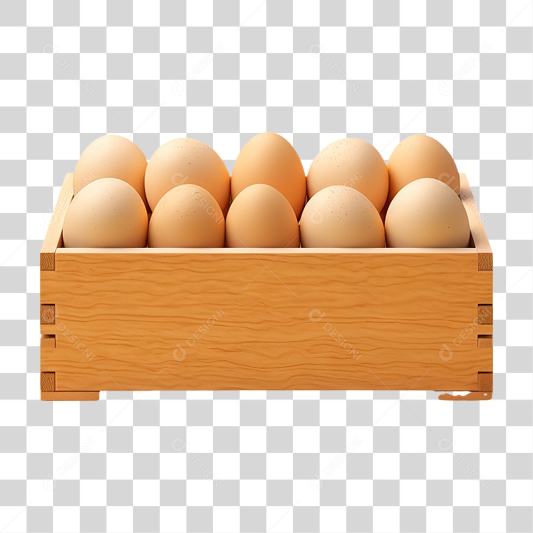 Transparent Wooden Box with Eggs PNG