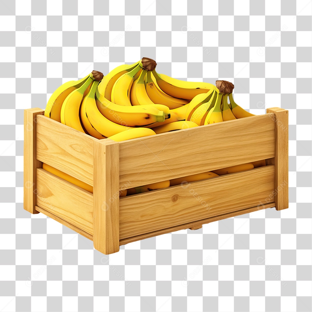 Caixa de Madeira com Verduras Frutas e Legumes PNG Transparente