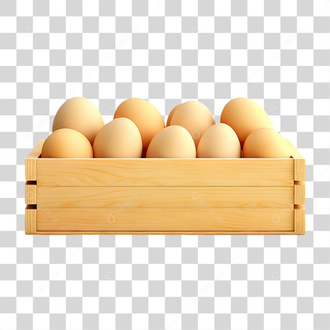 Caixa de Madeira com Ovos  PNG Transparente