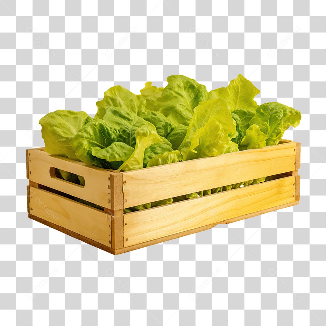 Caixa de Madeira com Verduras Frutas e Legumes PNG Transparente