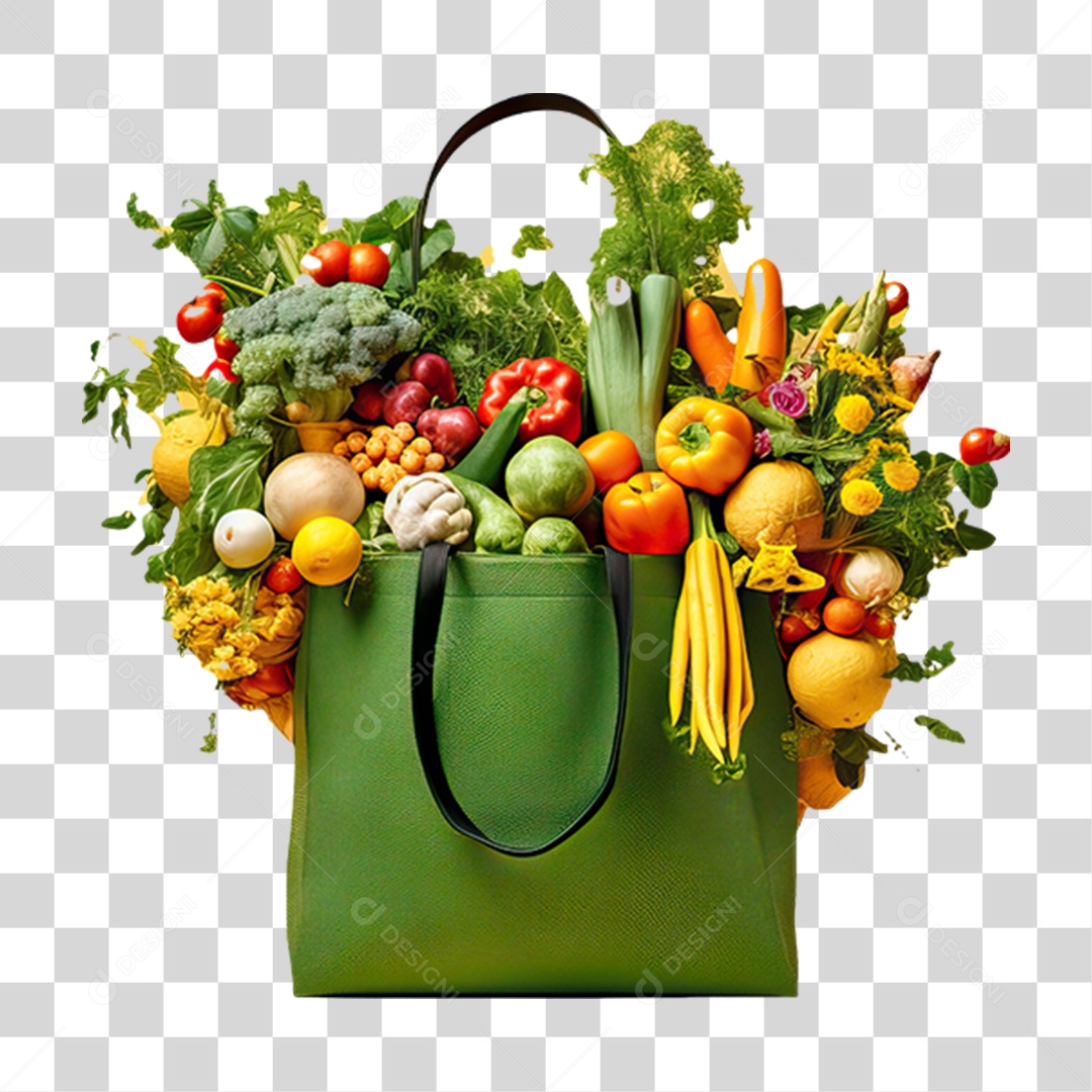 Caixa de Madeira com Verduras Frutas e Legumes PNG Transparente