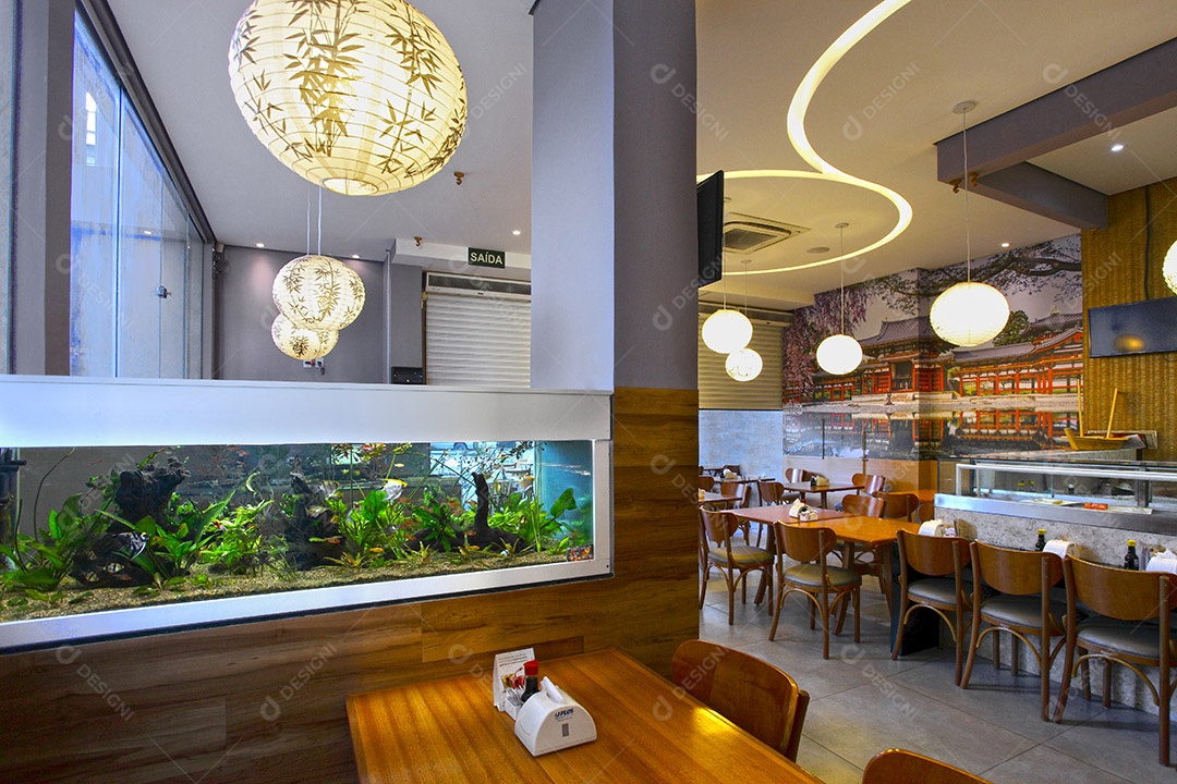 Interior de um restaurante lindo e aconchegante