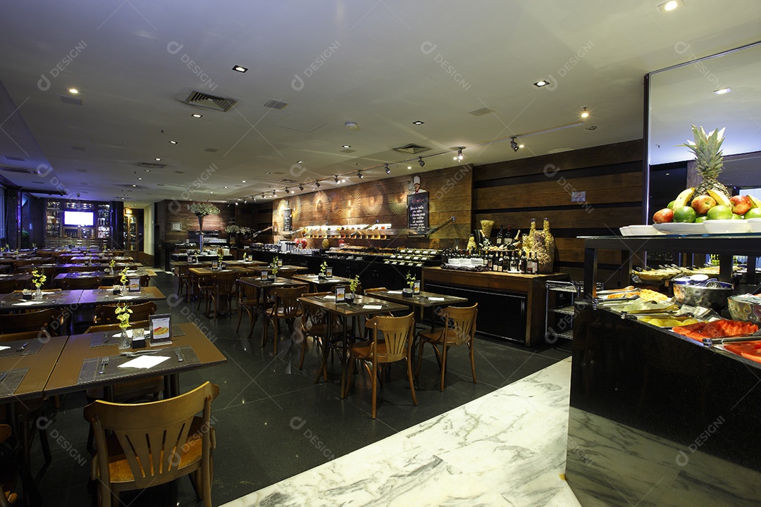 Detalhes do restaurante com delicioso café da manhã