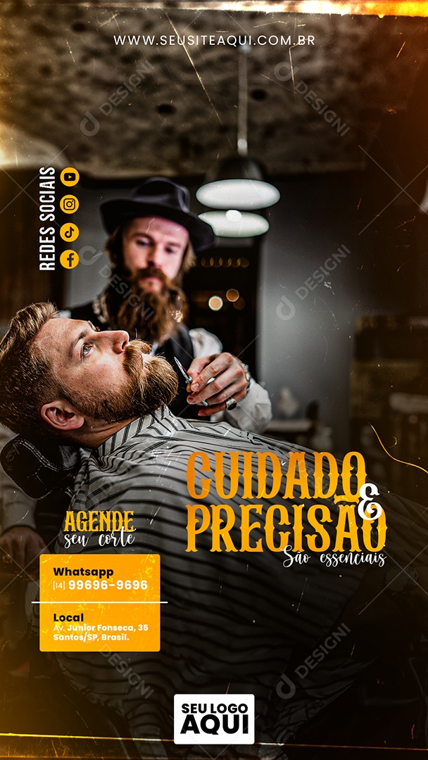 Story Agende Seu Corte Barbearia Social Media PSD Editável