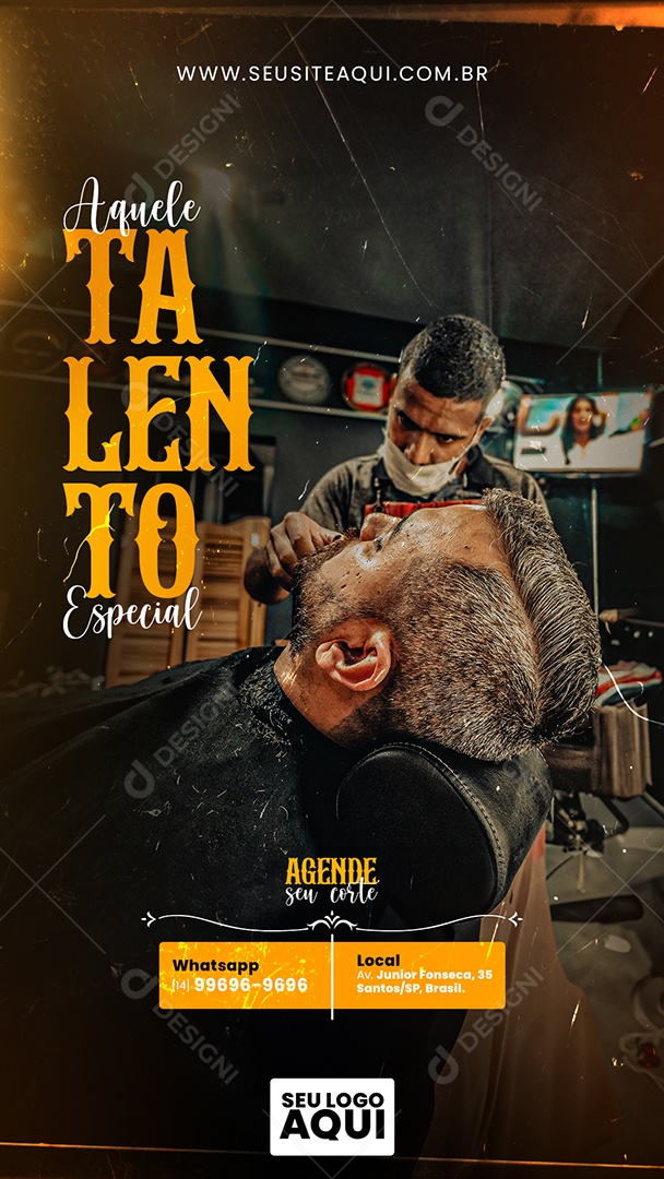 Social Media Story Aquele Talento Especial Barbearia PSD Editável