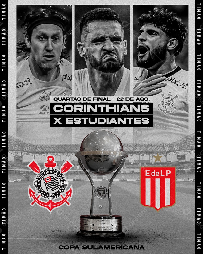 Social Media Corinthians X Estudiantes Sulamericana Futebol PSD Editável