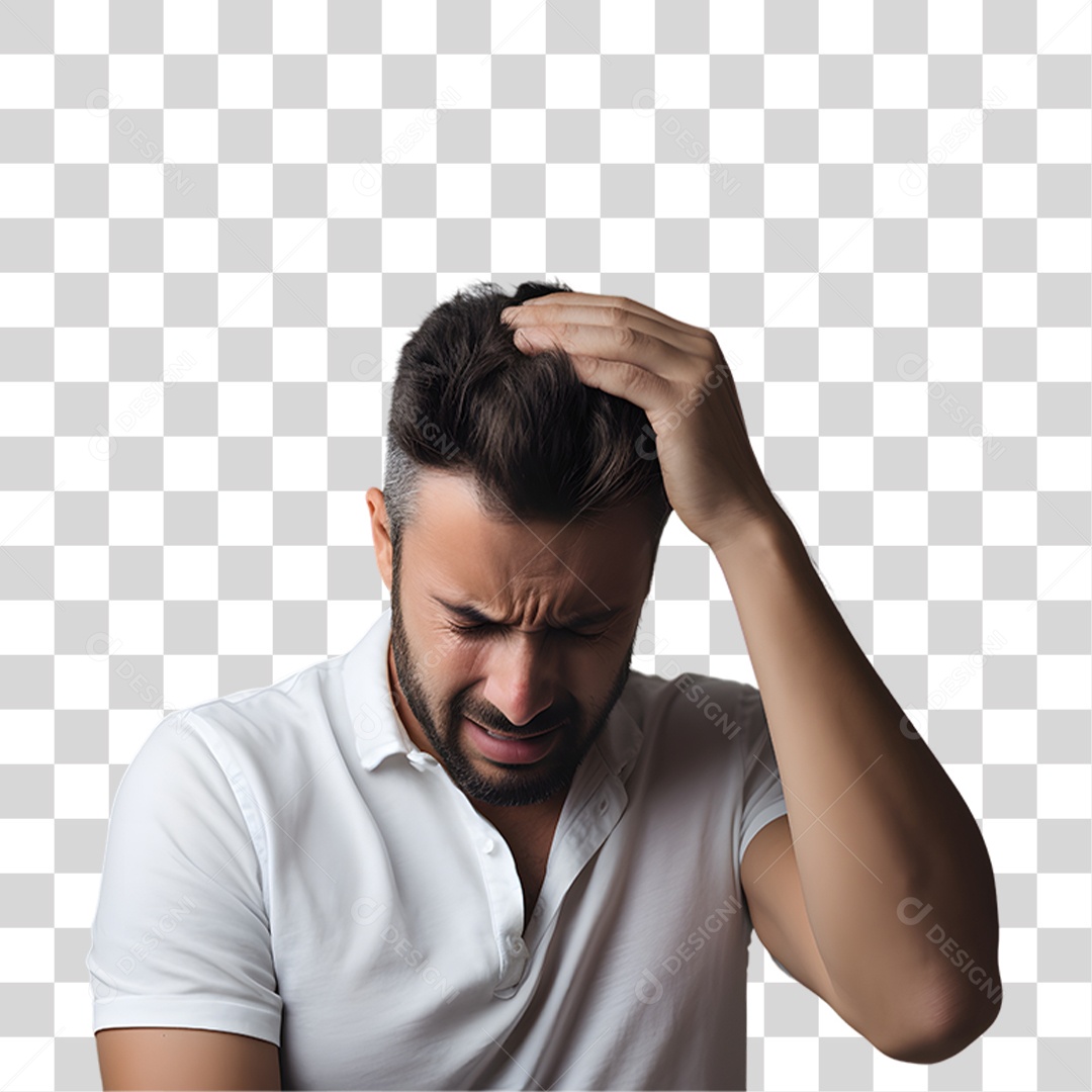 Homem com Enxaqueca Forte PNG Transparente