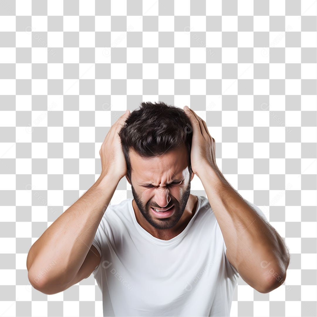 Homem com Enxaqueca Forte PNG Transparente