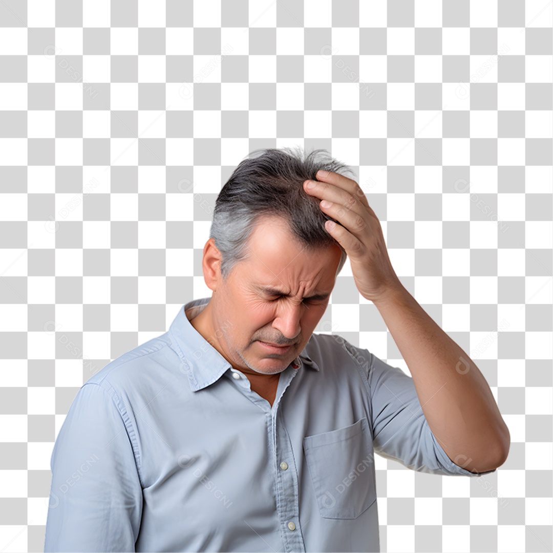 Homem com Enxaqueca Forte PNG Transparente