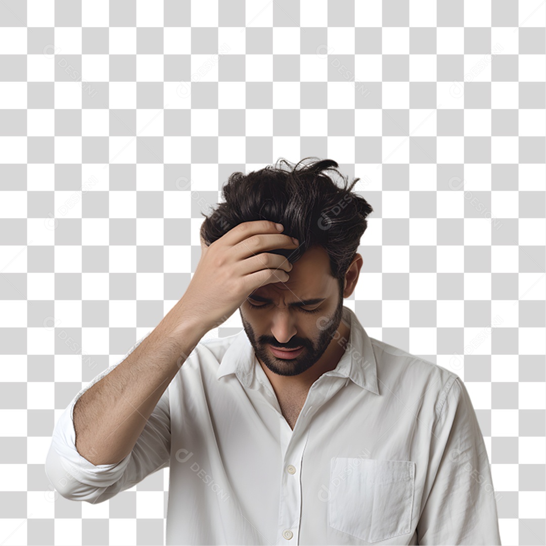 Homem com Enxaqueca Forte PNG Transparente
