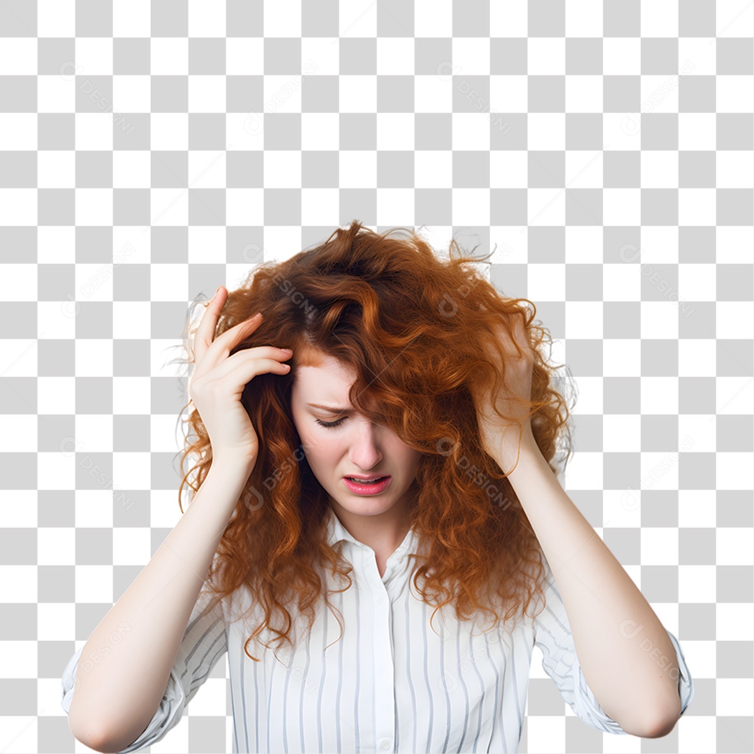 Mulher com Enxaqueca Forte PNG Transparente