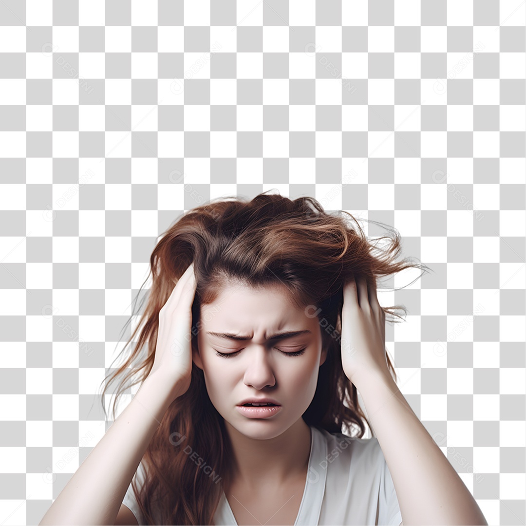 Mulher com Enxaqueca Forte PNG Transparente