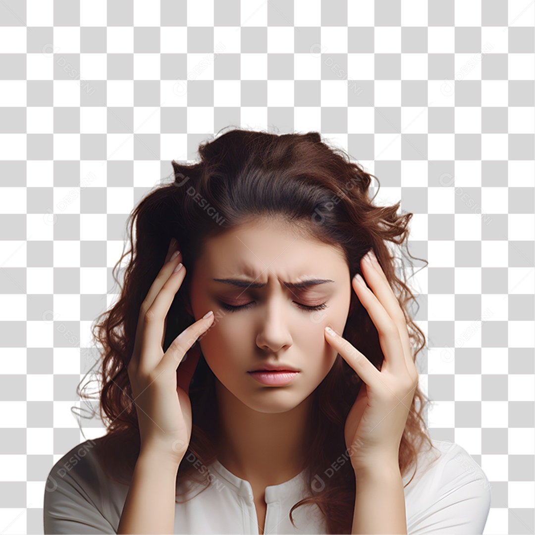 Mulher com Enxaqueca Forte PNG Transparente