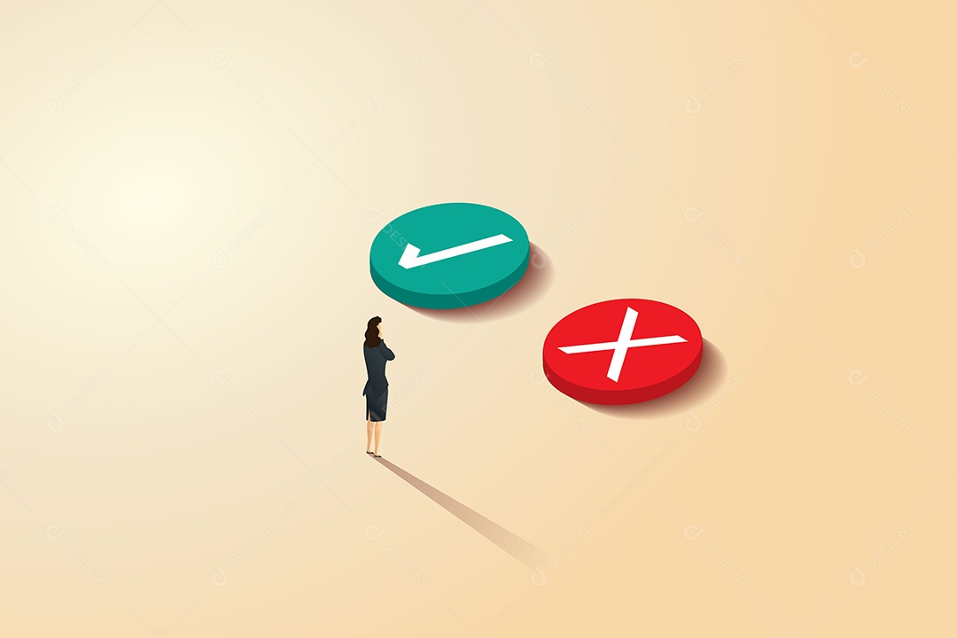 Empresária Pensa e Decide Entre Certo ou Errado Conceitos Escolhas Vetor EPS