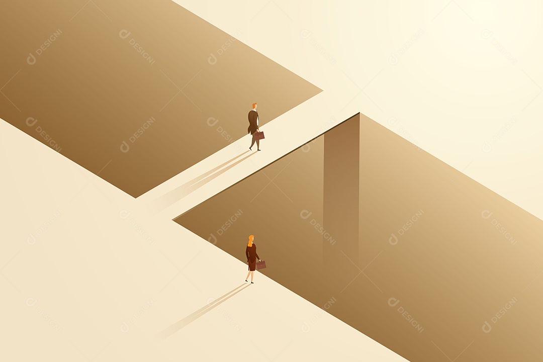 Discriminação de Negócios Desigual Entre Empresário e Mulher de Negócios Em Diferentes Carreiras e Obstáculos Vetor EPS