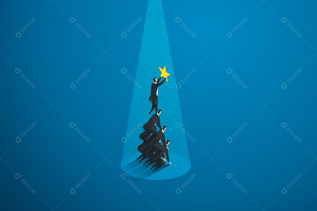 Pirâmide de Empresários para Alcançar o Trabalho Em Equipe de Estrelas e Atingir Metas Vetor EPS