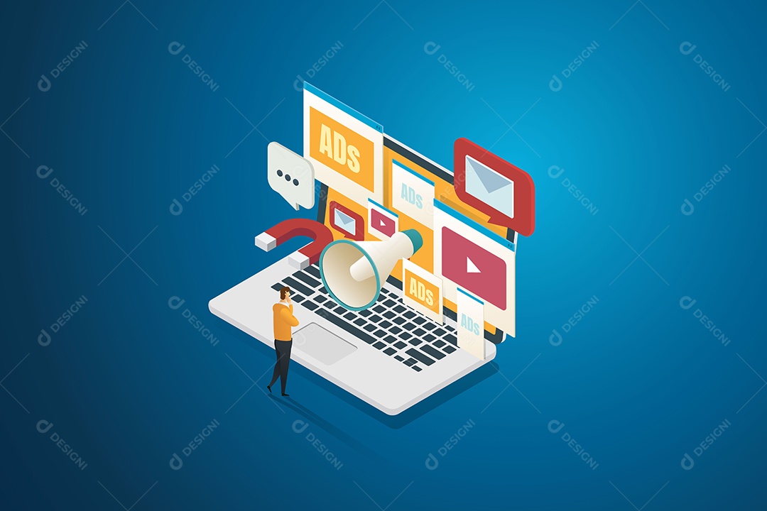 Vários Tipos de Marketing no Site Vetor EPS